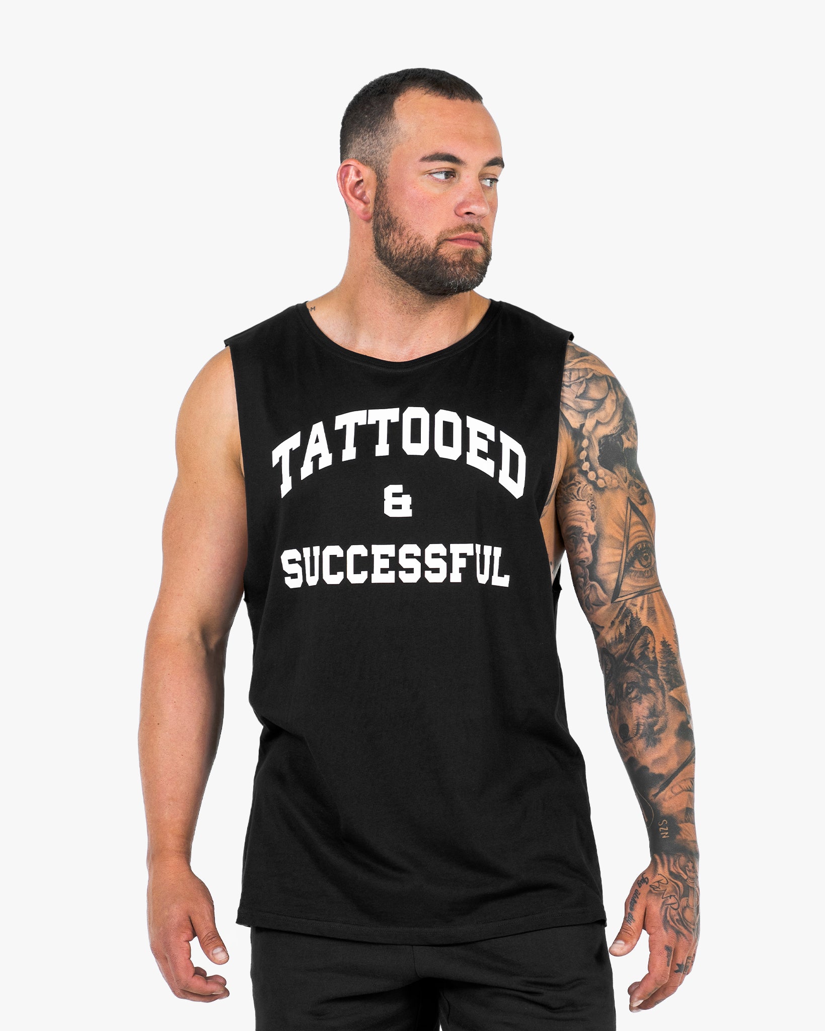 WKND Relaxed Tank - Black w/ White